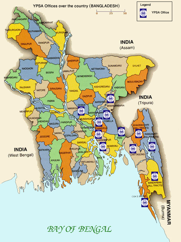YPSA offices in Bangladesh Map YPSA offices in Bangladesh Map