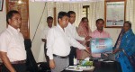 Woman receive sewing machine