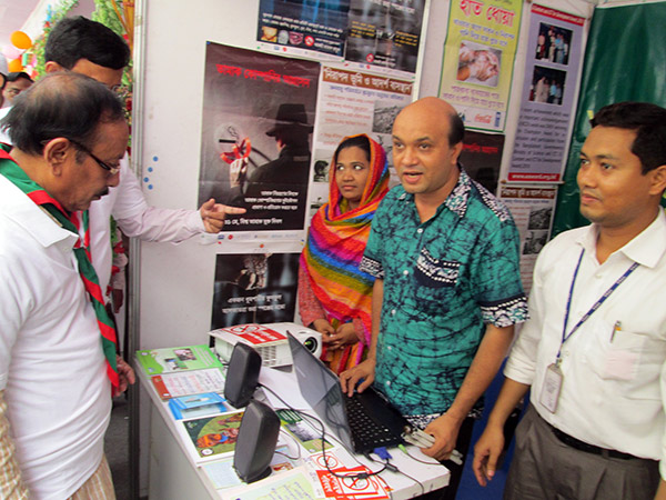 Minister of Primary and Mass Education Bangladesh visiting YPSA stall at the education fair