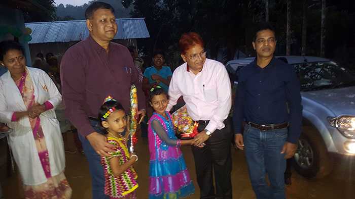 Dr. Md. Jashim Uddin, Deputy Managing Director at PKSF; Md. Mashiar Rahman General Manager with children in Kawkhali while they visit YPSA