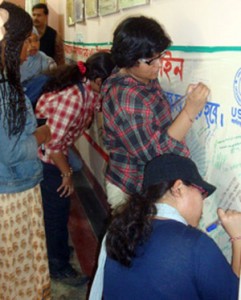 American and Bangladeshi students in a Signature campaign 