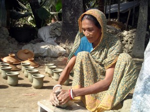Woman making handicraft