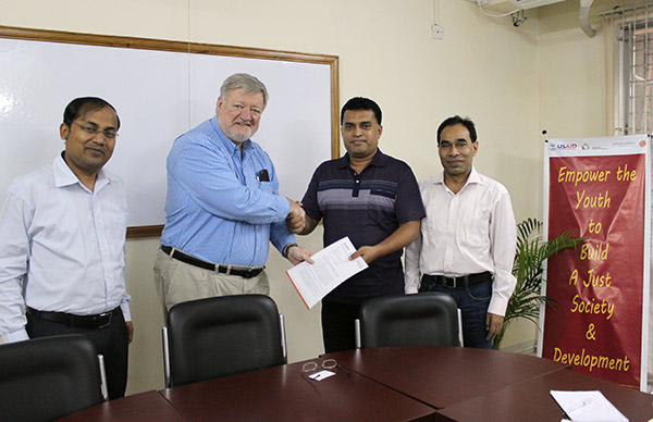 Official Award letter was signed between Mr.Steven LaVake , Chief of Party , COUNTERPART International Bangladesh and Md. Arifur Rahman , Chief Executive of YPSA
