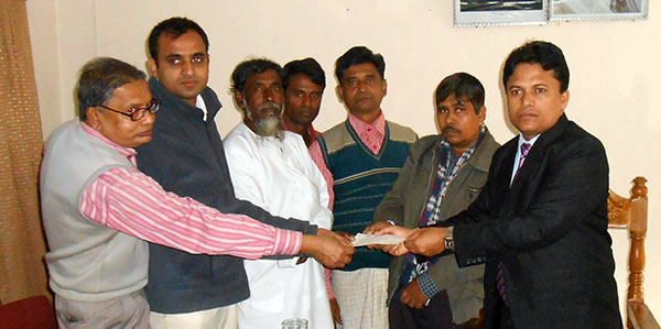 Mr. Muhammad Ashraf hossain, Upazila Nirbahi Officer distributed the cheque to the leaders of Khaiyachara and Baroiadala National Park Co-Management Committee