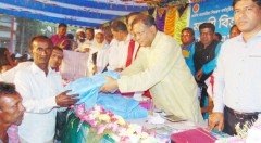 Insecticidal mosquito net distributed among poor families in Rangunia