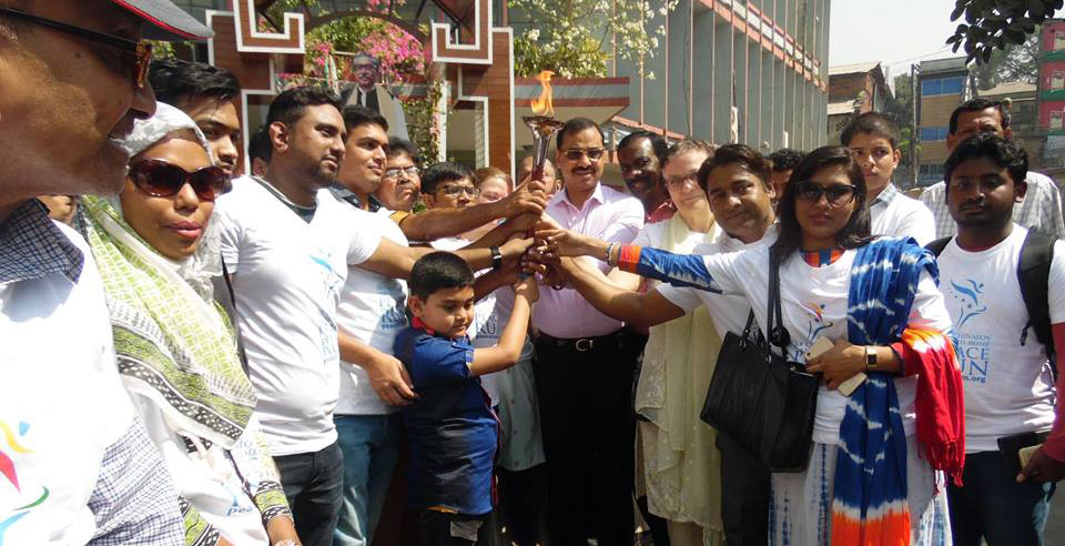 The City Mayor mr A J M Nasir Uddin received the torch as guest of honour.