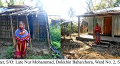 Koli Akhter in front of her old and new house