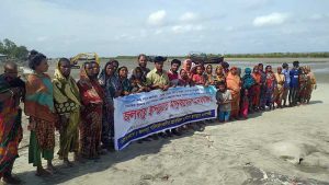 Community Team members organized human chain for protection of Kutubdia from coastal erosion