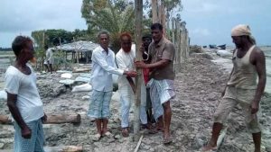 Community Team members working voluntary for Embankment protection at Kutubdia