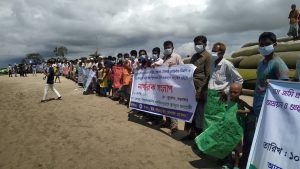 Human chain demanding sustainable embankment for their existence at Banskhali and Kutubdia upazila