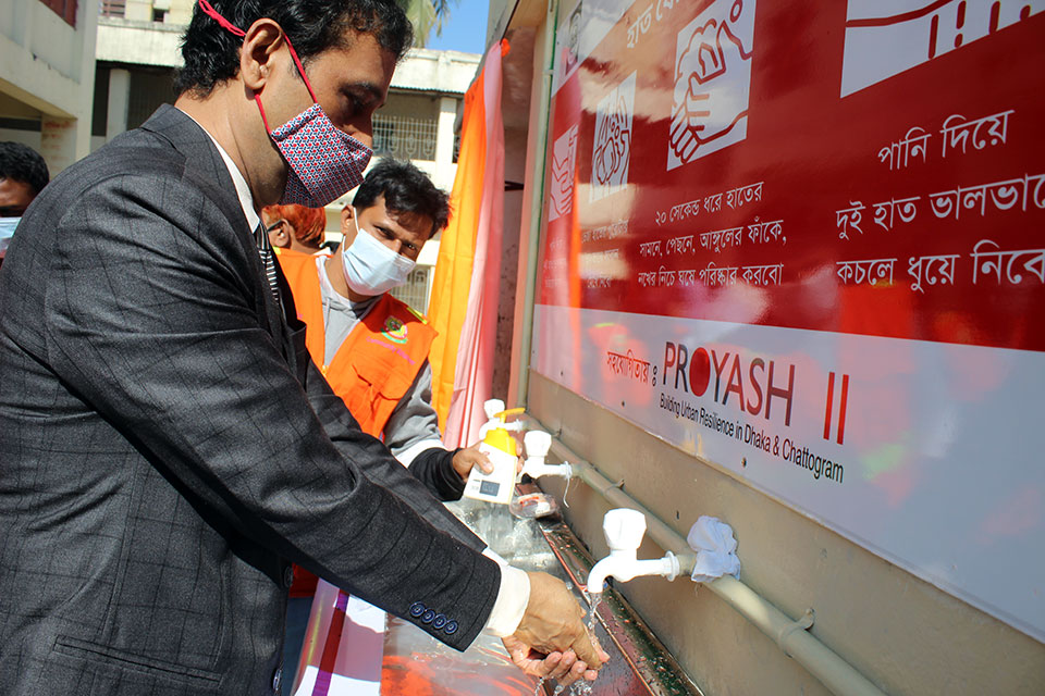 Hand washing corner set up by YPSA