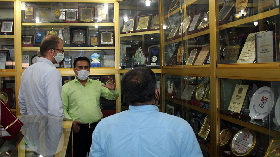 Prizes displayed at the Information Center