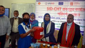 Secretary of the Ministry of Chittagong Hill Tracts Affairs of Mosammat Hamida Begum distributes Dignity Kits