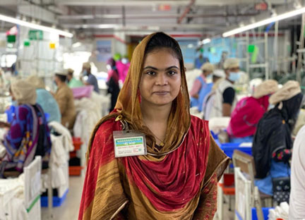 Akhi Khatun inside a factory