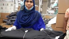 Razia Sultana inside a factory
