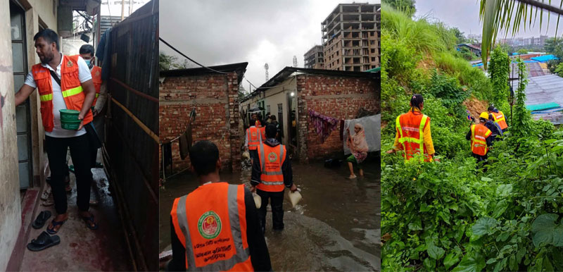 Volunteers in action at the affected areas 