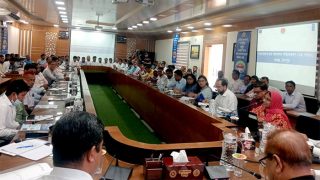 Honorable NPD delivering his speech in the Meeting with AACO and AOs of Chandpur district