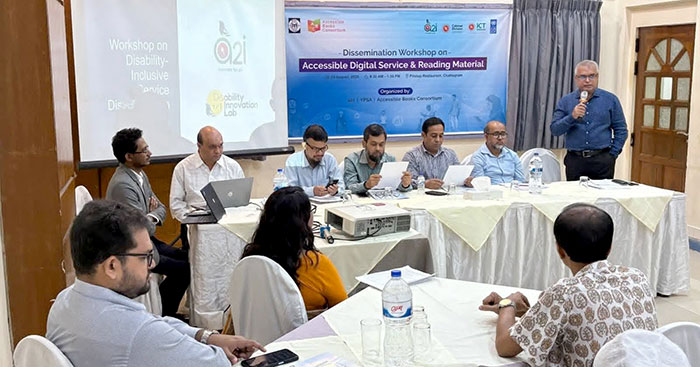 Dr. Md. Arifur Rahman, the Chief Executive of YPSA, addressing a workshop titled ‘Dissemination Workshop on Accessible Digital Service & Reading Material’