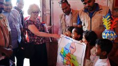 Delegation from the High Commission of Canada interacting children at the Learning Center located at Rohingya Camp.