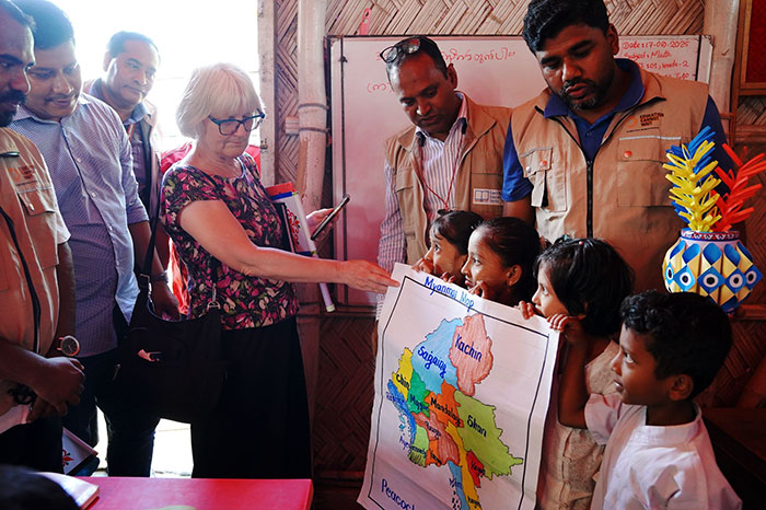 Delegation from the High Commission of Canada interacting children at the Learning Center located at Rohingya Camp.