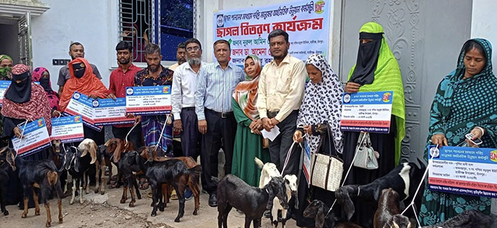 Goat distribution by YPSA at Chandpur.