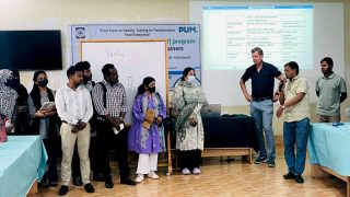 Geert Van den Berg interacting with participants