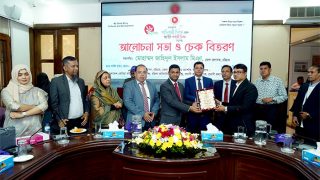 Award plaque receiving