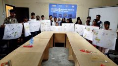 Group photo of youth artists from Rohingya and host community